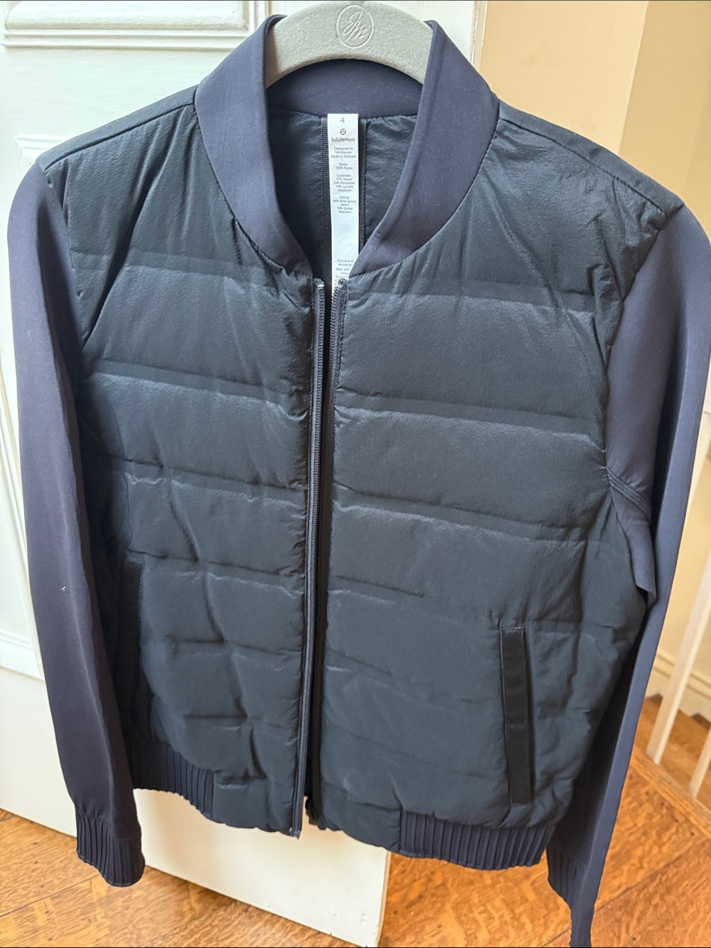 Women Quilted Bomber Jacket in black